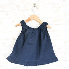 画像5: 【クチュール/子供服】じょうろ手刺繍ノースリーブスモック｜ネイビー (5)