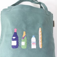 画像2: 【クチュール/バッグ】シャンパン手刺繍ランチバッグ　グリーン (2)
