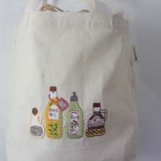 画像2: 【クチュール/バッグ】オリーブオイル手刺繍ランチバッグ　生成り (2)