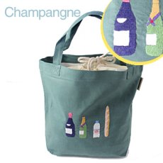 画像1: 【クチュール/バッグ】シャンパン手刺繍ランチバッグ　グリーン (1)