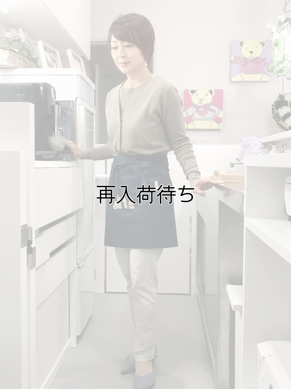 画像5: 【クチュール/エプロン】ナチュール手刺繍カフェエプロン｜ネイビー (5)