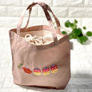 こん　手刺繍　シューズバッグ　サブバッグ　ティッシュケース　【2/2】 70726f647563742f32303231303132