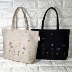 【クチュール/バッグ】バタフライ＆ビー手刺繍よこトート