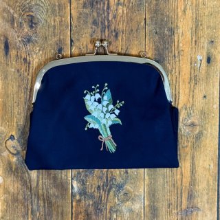 ハンドメイド完成品『スズランがま口バッグ』 手刺繍がま口バッグ